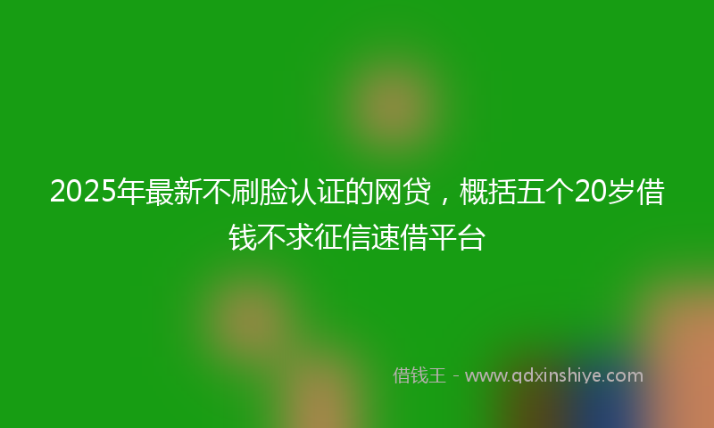 2025年最新不刷脸认证的网贷，概括五个20岁借钱不求征信速借平台
