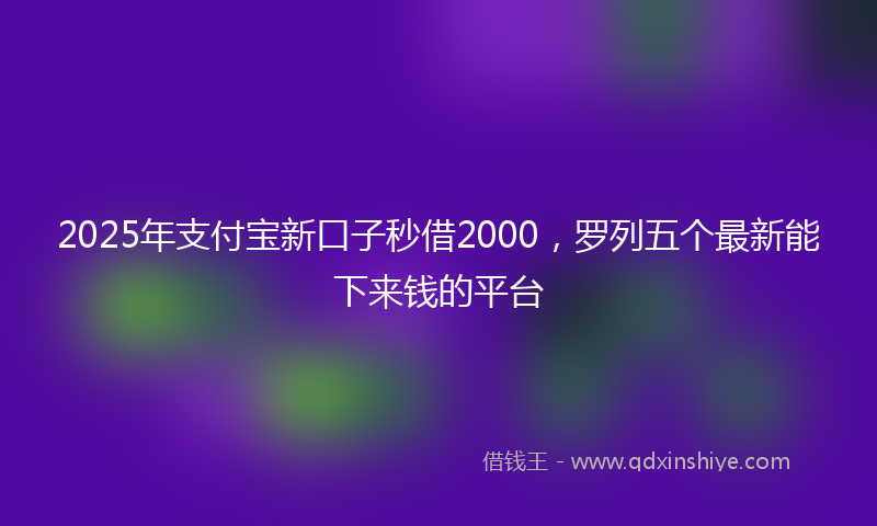 2025年支付宝新口子秒借2000，罗列五个最新能下来钱的平台