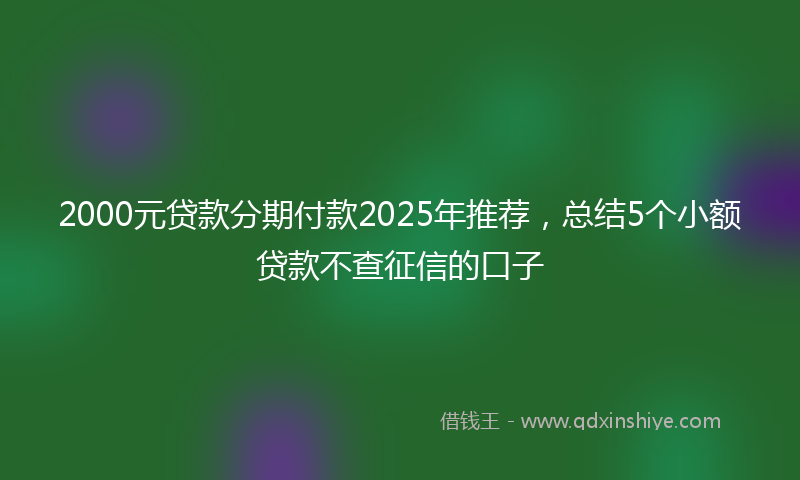 2000元贷款分期付款2025年推荐，总结5个小额贷款不查征信的口子