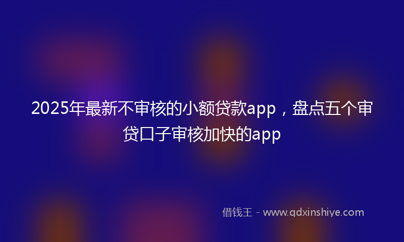 2025年最新不审核的小额贷款app，盘点五个审贷口子审核加快的app