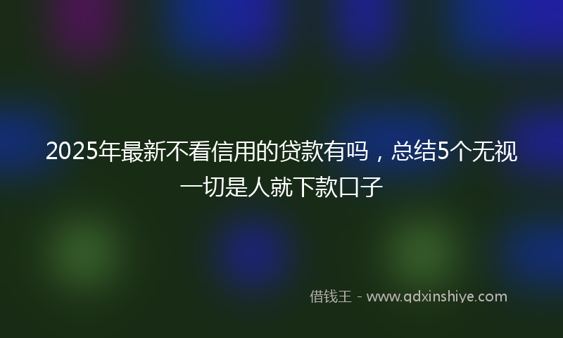 2025年最新不看信用的贷款有吗，总结5个无视一切是人就下款口子