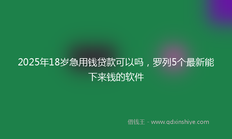 2025年18岁急用钱贷款可以吗，罗列5个最新能下来钱的软件