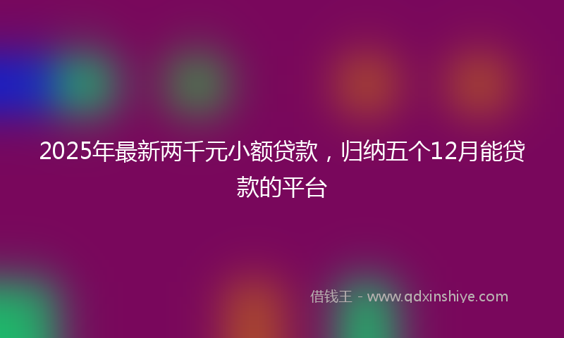 2025年最新两千元小额贷款，归纳五个12月能贷款的平台