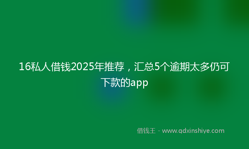 16私人借钱2025年推荐，汇总5个逾期太多仍可下款的app