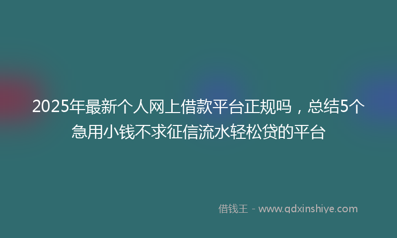 2025年最新个人网上借款平台正规吗，总结5个急用小钱不求征信流水轻松贷的平台