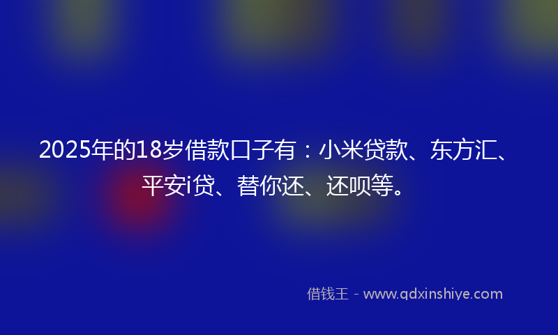 2025年的18岁借款口子有：小米贷款、东方汇、平安i贷、替你还、还呗等。