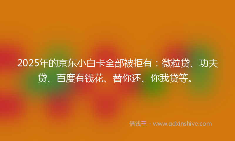 2025年的京东小白卡全部被拒有：微粒贷、功夫贷、百度有钱花、替你还、你我贷等。