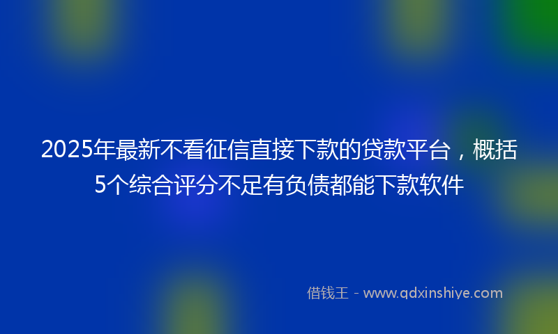 2025年最新不看征信直接下款的贷款平台，概括5个综合评分不足有负债都能下款软件