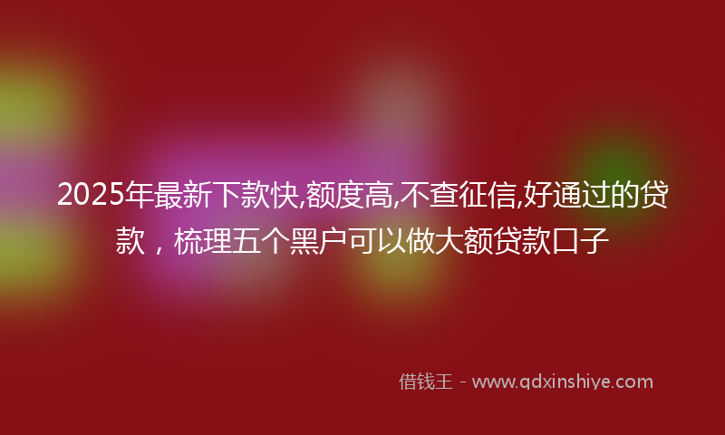 2025年最新下款快,额度高,不查征信,好通过的贷款，梳理五个黑户可以做大额贷款口子