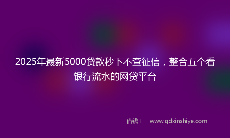 2025年最新5000贷款秒下不查征信，整合五个看银行流水的网贷平台