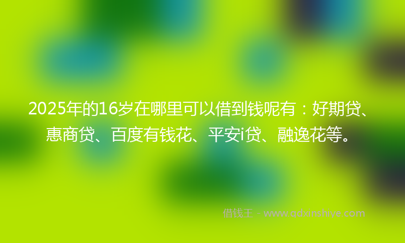 2025年的16岁在哪里可以借到钱呢有：好期贷、惠商贷、百度有钱花、平安i贷、融逸花等。