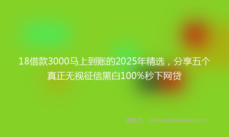 18借款3000马上到账的2025年精选，分享五个真正无视征信黑白100%秒下网贷