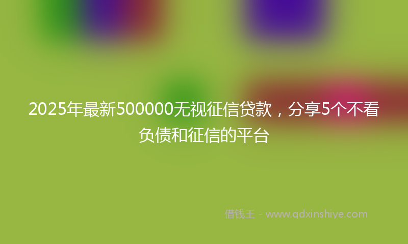 2025年最新500000无视征信贷款，分享5个不看负债和征信的平台