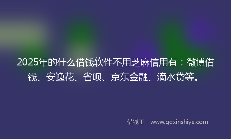 2025年的什么借钱软件不用芝麻信用有：微博借钱、安逸花、省呗、京东金融、滴水贷等。