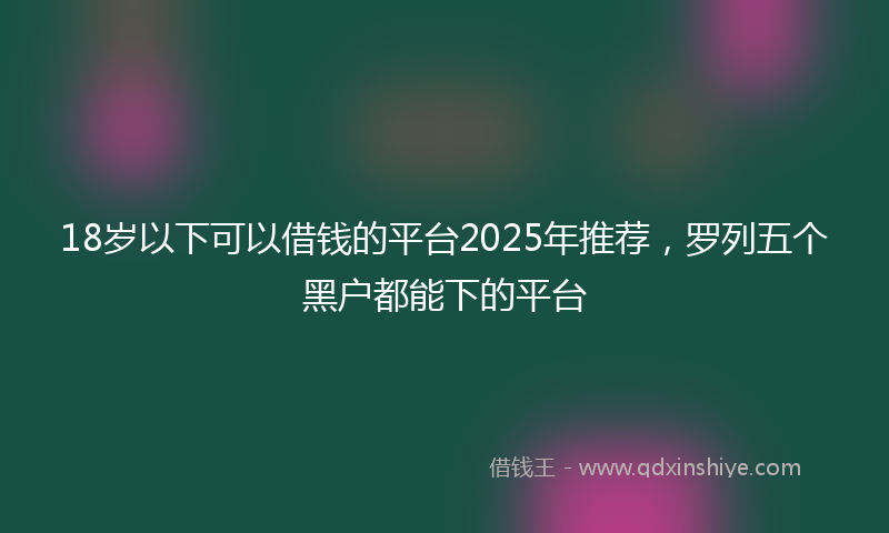 18岁以下可以借钱的平台2025年推荐，罗列五个黑户都能下的平台