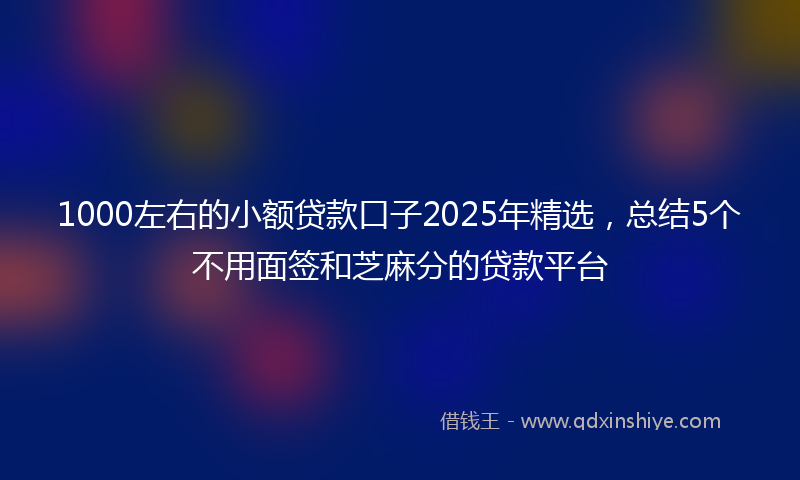 1000左右的小额贷款口子2025年精选，总结5个不用面签和芝麻分的贷款平台