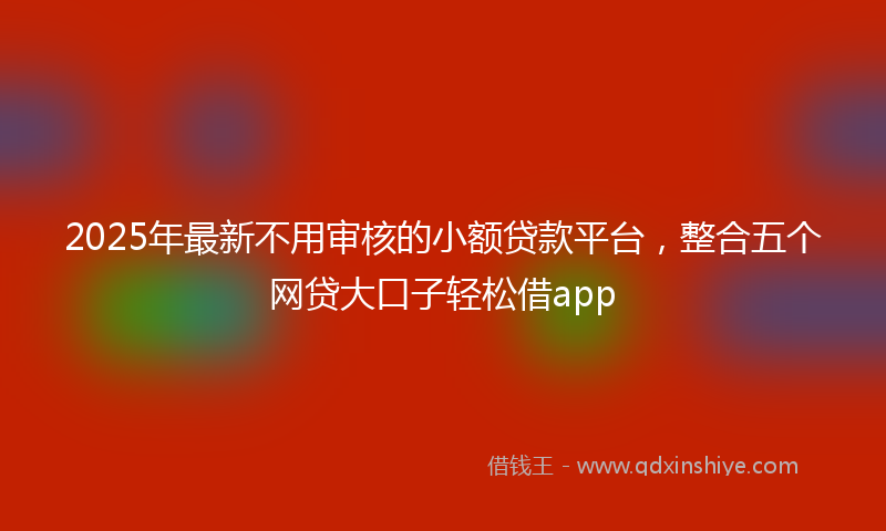 2025年最新不用审核的小额贷款平台，整合五个网贷大口子轻松借app