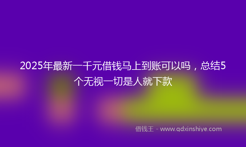 2025年最新一千元借钱马上到账可以吗，总结5个无视一切是人就下款