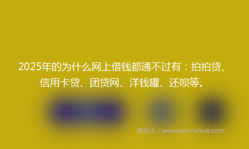 2025年的为什么网上借钱都通不过有：拍拍贷、信用卡贷、团贷网、洋钱罐、还呗等。