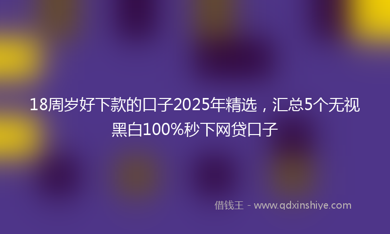 18周岁好下款的口子2025年精选，汇总5个无视黑白100%秒下网贷口子