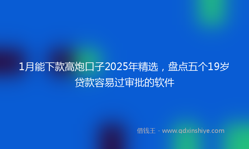 1月能下款高炮口子2025年精选，盘点五个19岁贷款容易过审批的软件