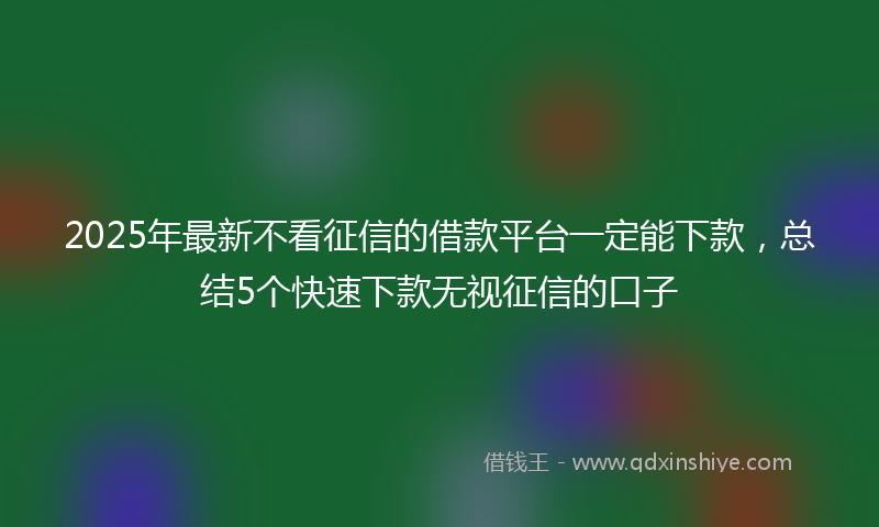 2025年最新不看征信的借款平台一定能下款，总结5个快速下款无视征信的口子