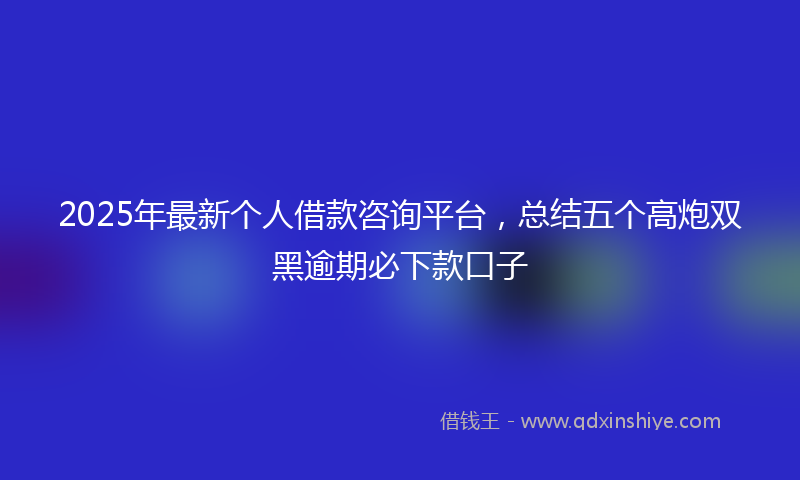 2025年最新个人借款咨询平台，总结五个高炮双黑逾期必下款口子
