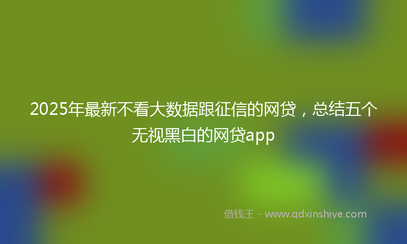 2025年最新不看大数据跟征信的网贷，总结五个无视黑白的网贷app