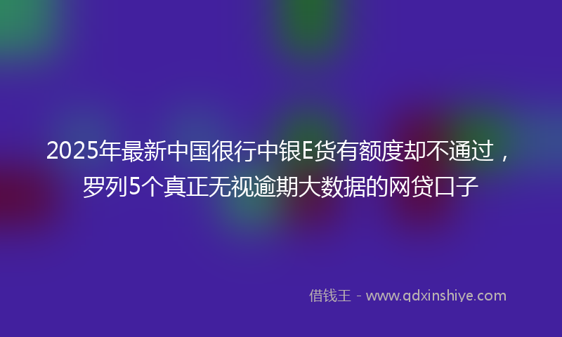 2025年最新中国很行中银E货有额度却不通过，罗列5个真正无视逾期大数据的网贷口子