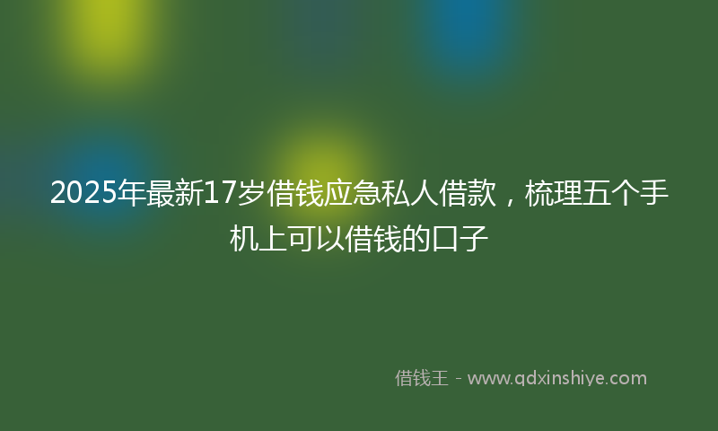 2025年最新17岁借钱应急私人借款，梳理五个手机上可以借钱的口子