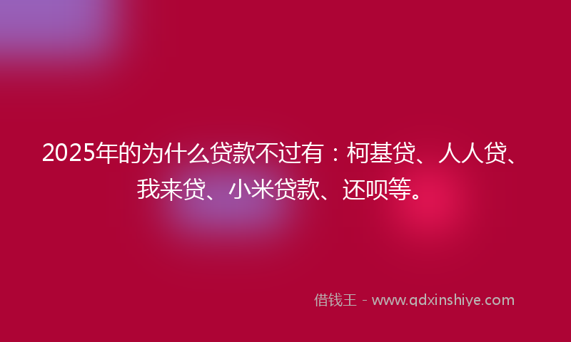 2025年的为什么贷款不过有：柯基贷、人人贷、我来贷、小米贷款、还呗等。