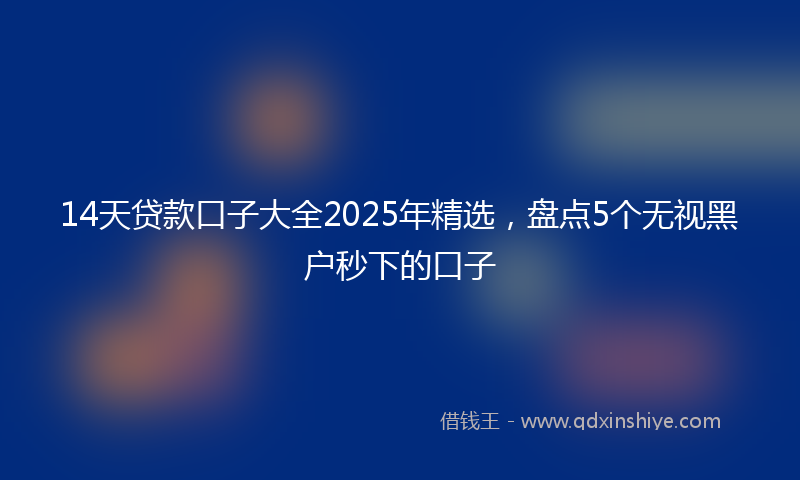 14天贷款口子大全2025年精选，盘点5个无视黑户秒下的口子