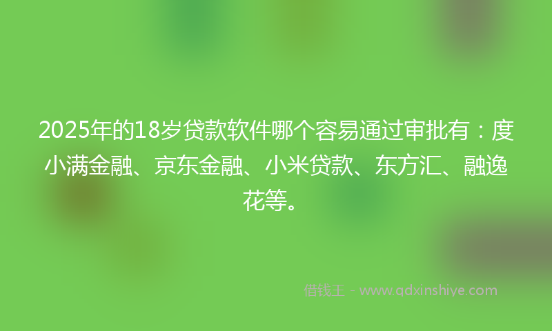 2025年的18岁贷款软件哪个容易通过审批有：度小满金融、京东金融、小米贷款、东方汇、融逸花等。