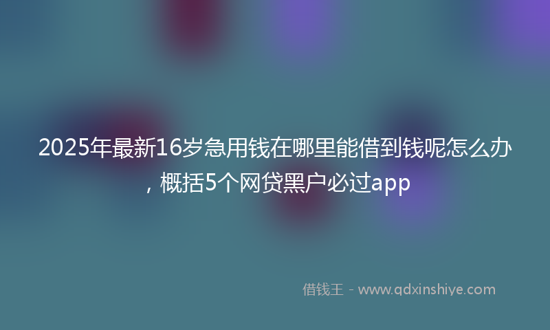 2025年最新16岁急用钱在哪里能借到钱呢怎么办，概括5个网贷黑户必过app