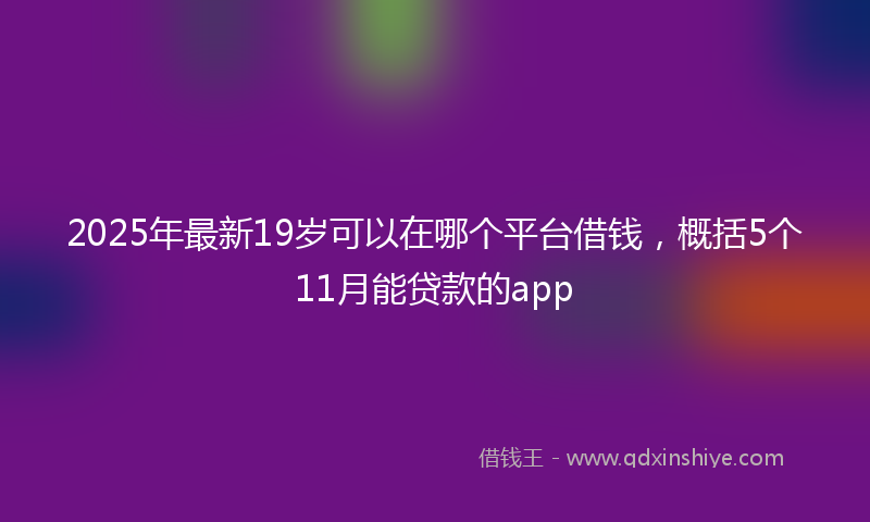 2025年最新19岁可以在哪个平台借钱，概括5个11月能贷款的app