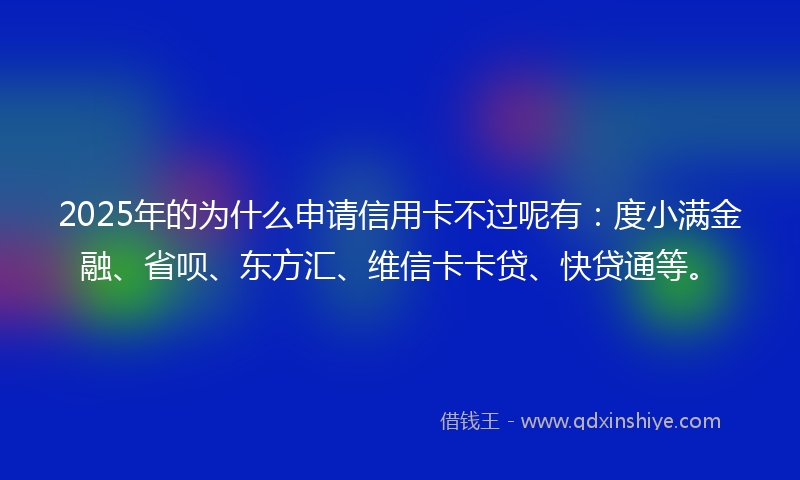 2025年的为什么申请信用卡不过呢有：度小满金融、省呗、东方汇、维信卡卡贷、快贷通等。