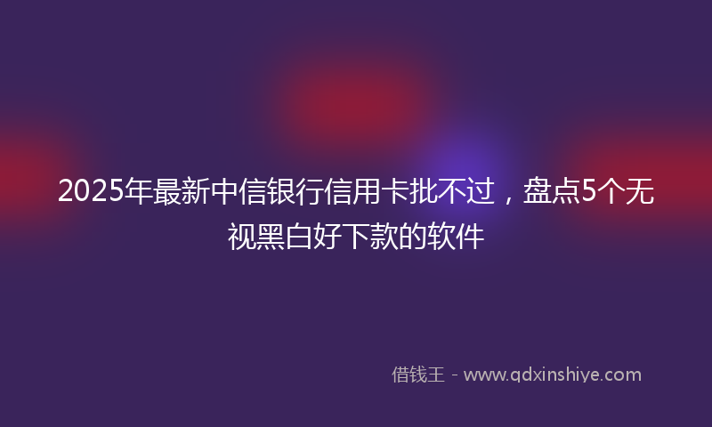 2025年最新中信银行信用卡批不过，盘点5个无视黑白好下款的软件