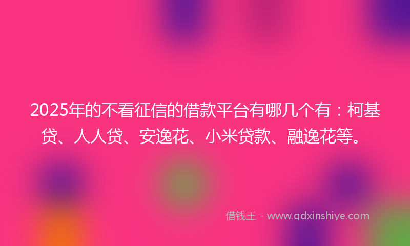 2025年的不看征信的借款平台有哪几个有：柯基贷、人人贷、安逸花、小米贷款、融逸花等。
