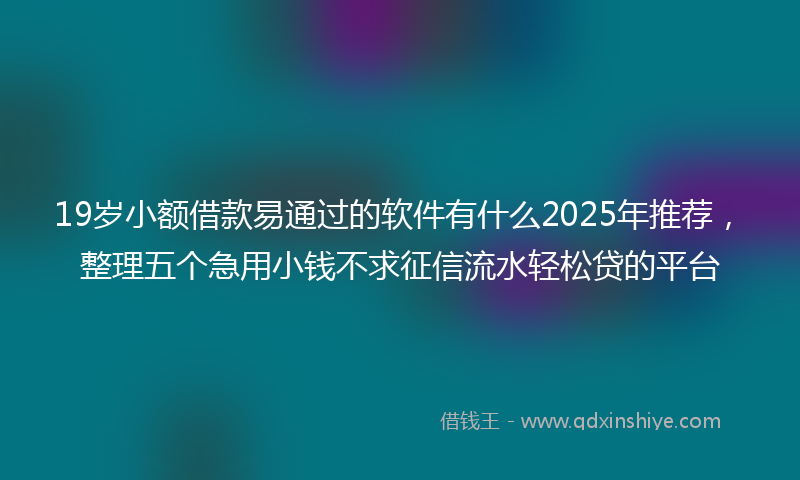 19岁小额借款易通过的软件有什么2025年推荐，整理五个急用小钱不求征信流水轻松贷的平台