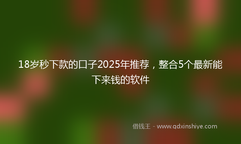 18岁秒下款的口子2025年推荐，整合5个最新能下来钱的软件