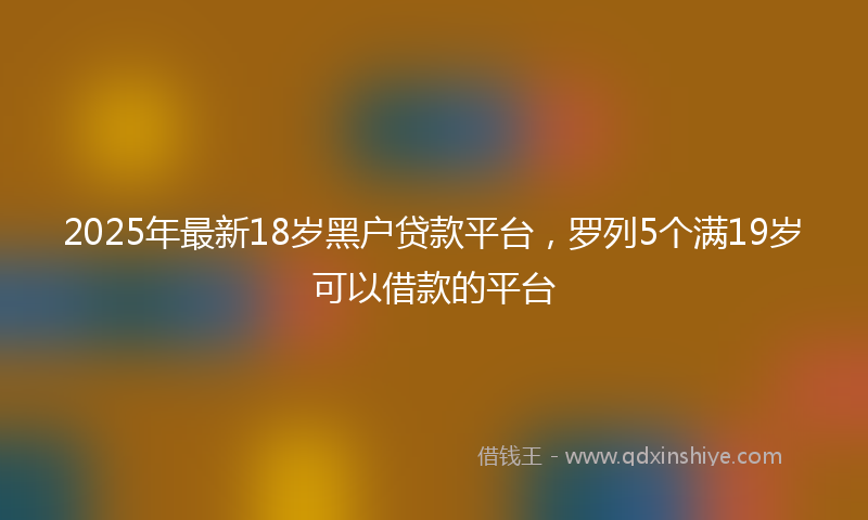 2025年最新18岁黑户贷款平台，罗列5个满19岁可以借款的平台
