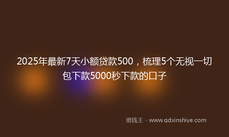 2025年最新7天小额贷款500，梳理5个无视一切包下款5000秒下款的口子