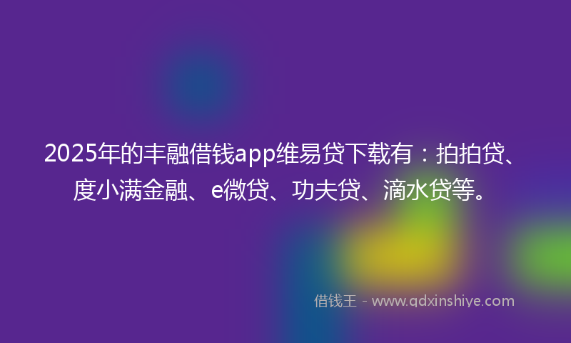 2025年的丰融借钱app维易贷下载有：拍拍贷、度小满金融、e微贷、功夫贷、滴水贷等。