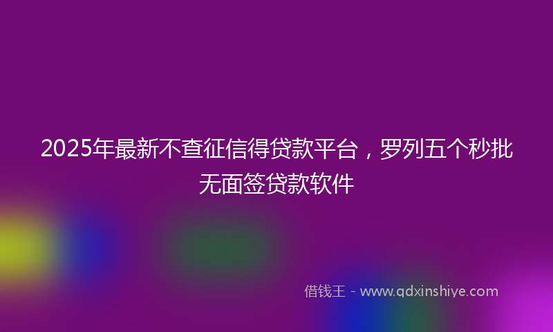 2025年最新不查征信得贷款平台，罗列五个秒批无面签贷款软件