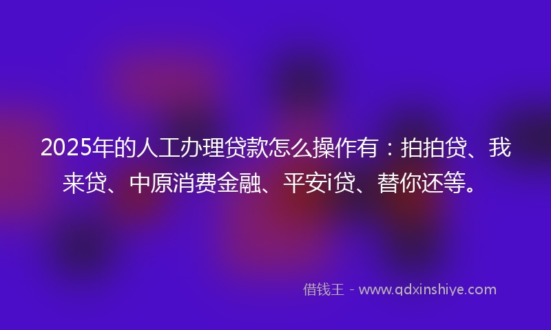 2025年的人工办理贷款怎么操作有：拍拍贷、我来贷、中原消费金融、平安i贷、替你还等。