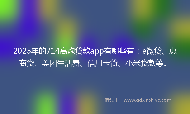 2025年的714高炮贷款app有哪些有：e微贷、惠商贷、美团生活费、信用卡贷、小米贷款等。