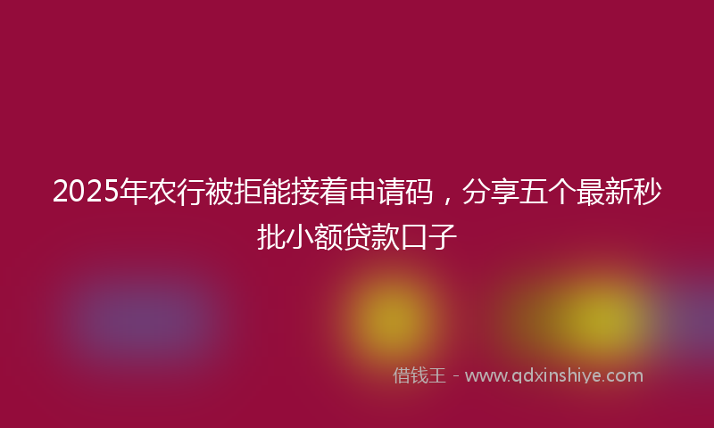 2025年农行被拒能接着申请码，分享五个最新秒批小额贷款口子