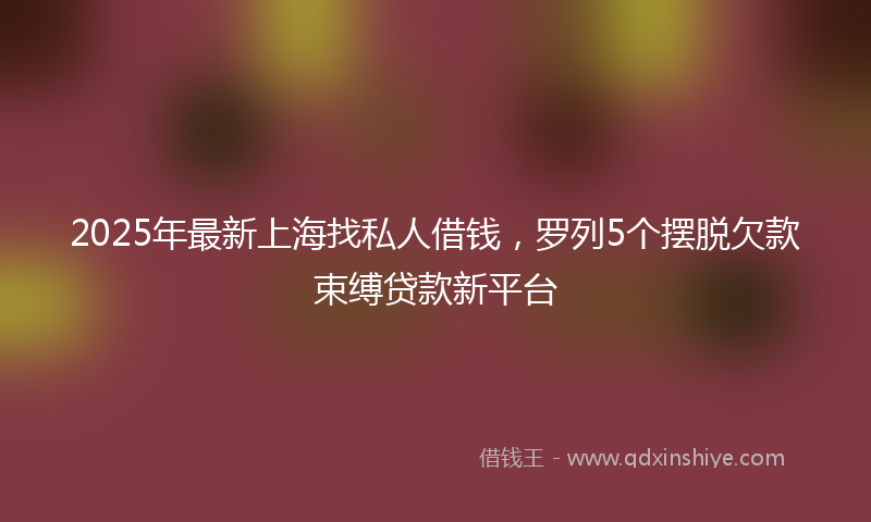 2025年最新上海找私人借钱，罗列5个摆脱欠款束缚贷款新平台