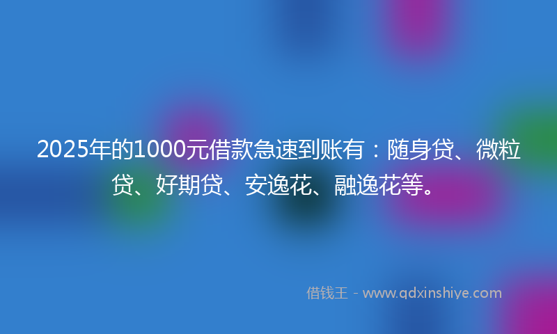 2025年的1000元借款急速到账有：随身贷、微粒贷、好期贷、安逸花、融逸花等。