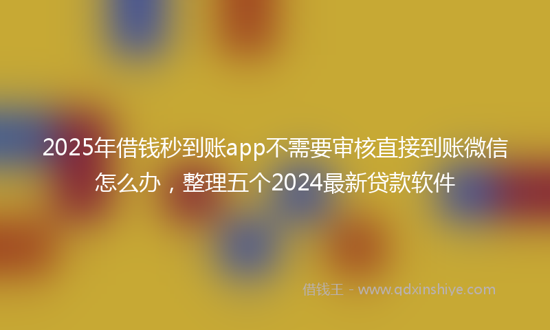 2025年借钱秒到账app不需要审核直接到账微信怎么办，整理五个2024最新贷款软件